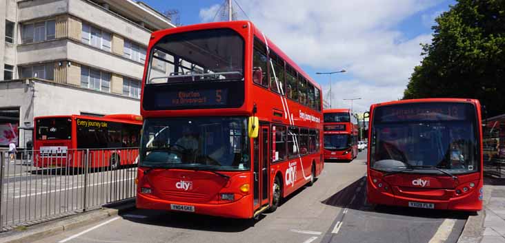 Plymouth Citybus Scania N94UD East Lancs Omnidekka 6003, MAN 702, Enviro400CITY 568 & Enviro200 160